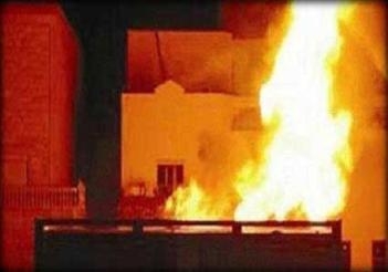 حرق مقر حزب الحرية والعدالة بمدينة بيلا بكفرالشيخ