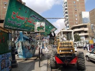 حملة موسعة بالسويس لإزالة الأكشاك المخالفة بشارع الجيش