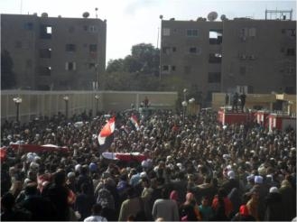 جنازة عسكرية مهيبة  لشهداء الشرطة ببني سويف