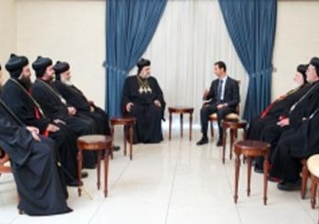 بالصور.. لقاء بشار الأسد ببطريرك السريان الارثوذكس الجديد