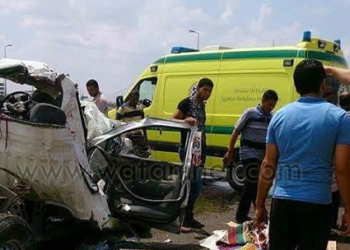بالصور .. مصرع شخصين وإصابة 3 آخرين في حادث تصادم بإدكو