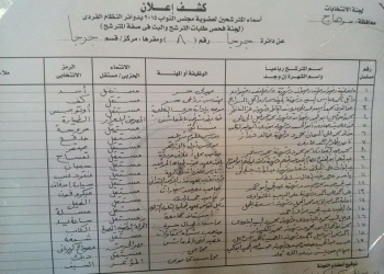 ننشر كشوف اسماء الدائرة الثامنة في سوهاج