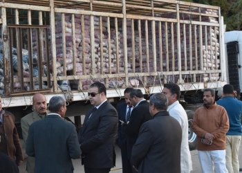 محافظ الفيوم يتفقد شاحنات رؤوس الماشية والسلع الغذائية المخفضة