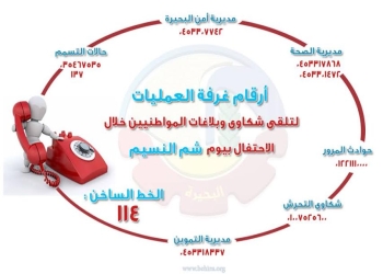ننشر أرقام طواريء “البحيرة” في شم النسيم