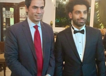 “المسلماني”  ومحمد صلاح في حفل خطوبة شقيقه بطنطا