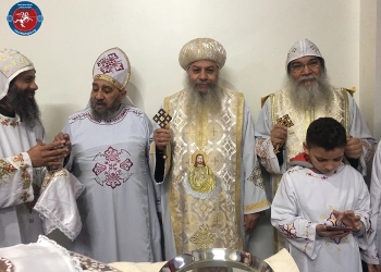 أساقفة وشعب المنيا  في تذكار اربعين المقدس “عماد كمال” وابنه “ديفيد “