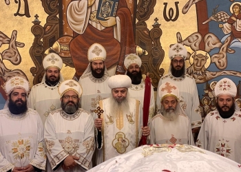 الأنبا أغاثون يحتفل بعيد الصعود بمطرانية مغاغة