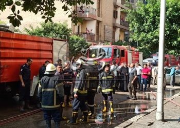الاطفاء يسيطر على حريق مسرح كنيسة مارجرجس بالجيوشى بشبرا
