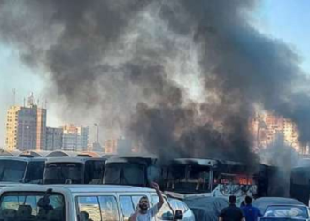 تفحم 4 أتوبيسات بجراج بمنطقة سيدي بشر بالاسكندرية