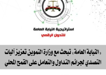 النيابة تبحث مع وزارة التموين آليات تعزيز التصدي لجرائم التداول والتعامل على القمح المحلي