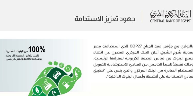 البنك المركزي المصري: البنوك المصرية التزمت بقياس البصمة الكربونية بمبانيها الرئيسية