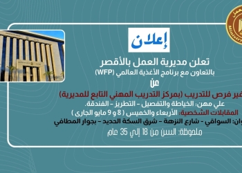 بالتعاون مع برنامج الأغذية العالمي.. وزارة العمل: فرص تدريب لشباب الأقصر على مهن يحتاجها سوق العمل