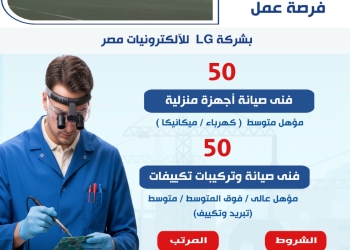 وزارة العمل: 100 فرصة عمل جديدة بشركة LG للإلكترونيات مصر