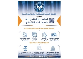 الهيئة العامة للاستثمار والمناطق الحرة تعلن عن إطلاق المنصة الرقمية لخدمات قطاع الأداء الاقتصادي