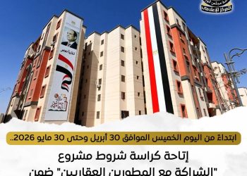 الإسكان: إتاحة كراسة شروط مشروع تنفيذ وحدات سكنية بالشراكة مع المطورين العقاريين ضمن المبادرة الرئاسية “سكن لكل المصريين”