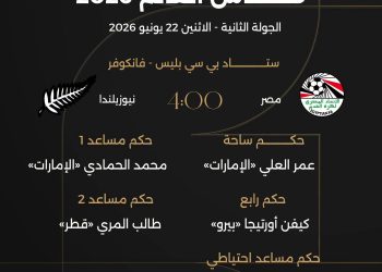 الإماراتي عمر العلي حكماً لمباراة مصر ونيوزيلندا