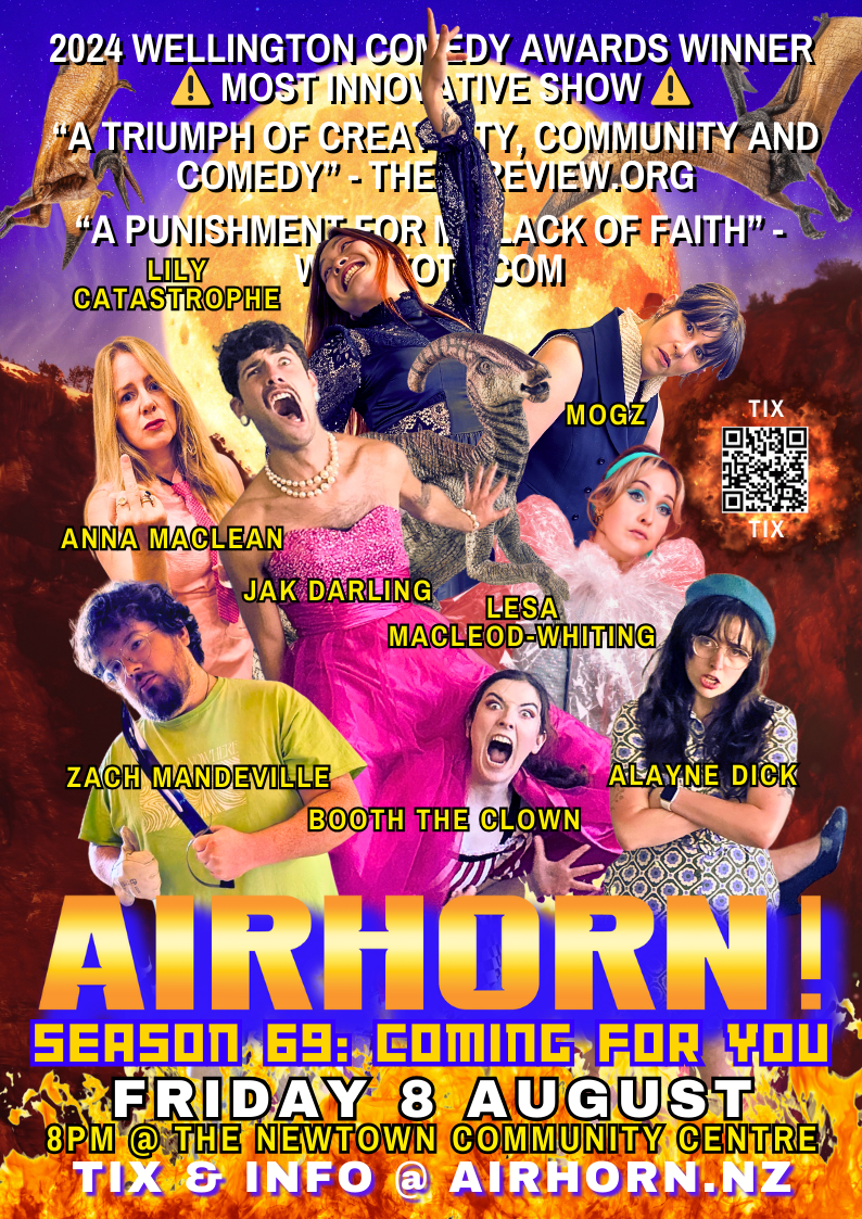 A poster showing all the performers in defiant poses with their names beneath them.
