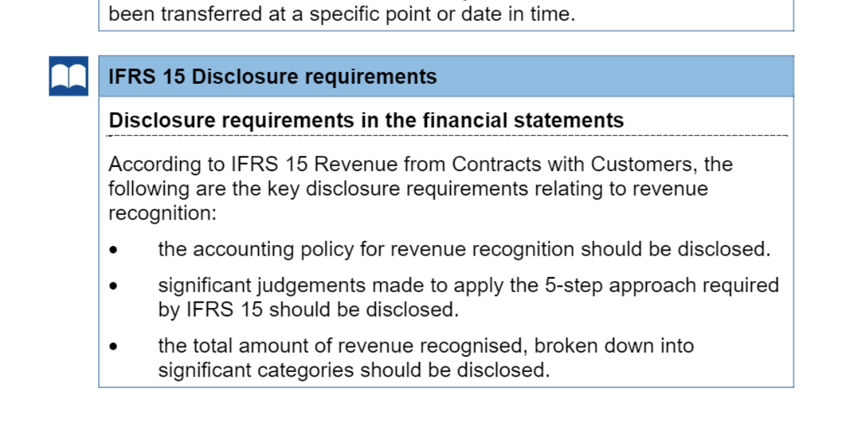 IFRS 15 Disclosure requirements table