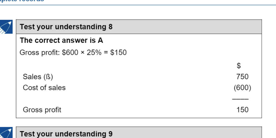 Gross profit calculation