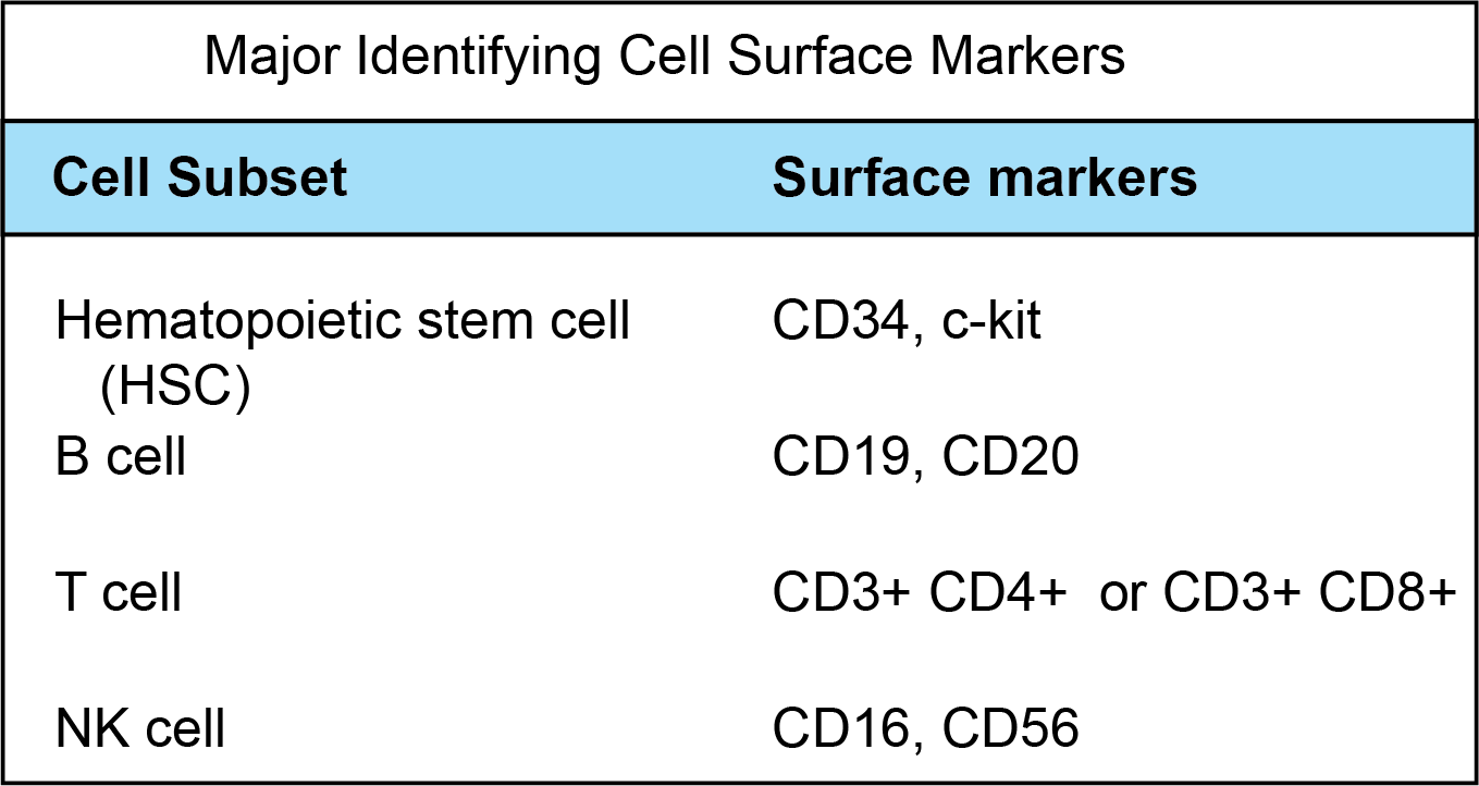 Cell surface markers table
