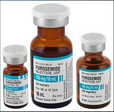 Three vials of Furosemide Injection, USP