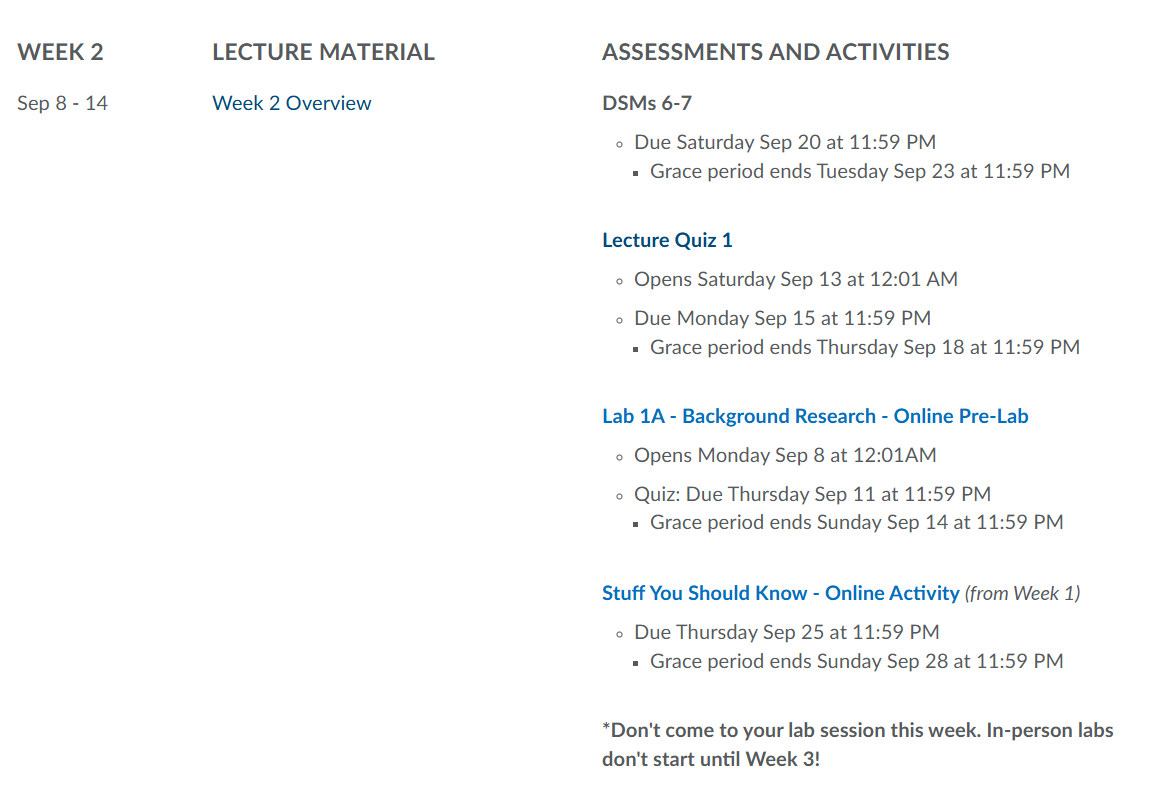 schedule