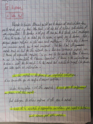 A handwritten page discussing philosophical concepts