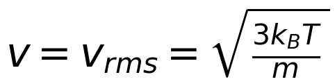 Vrms = sqrt(3 k_B T / m) equation