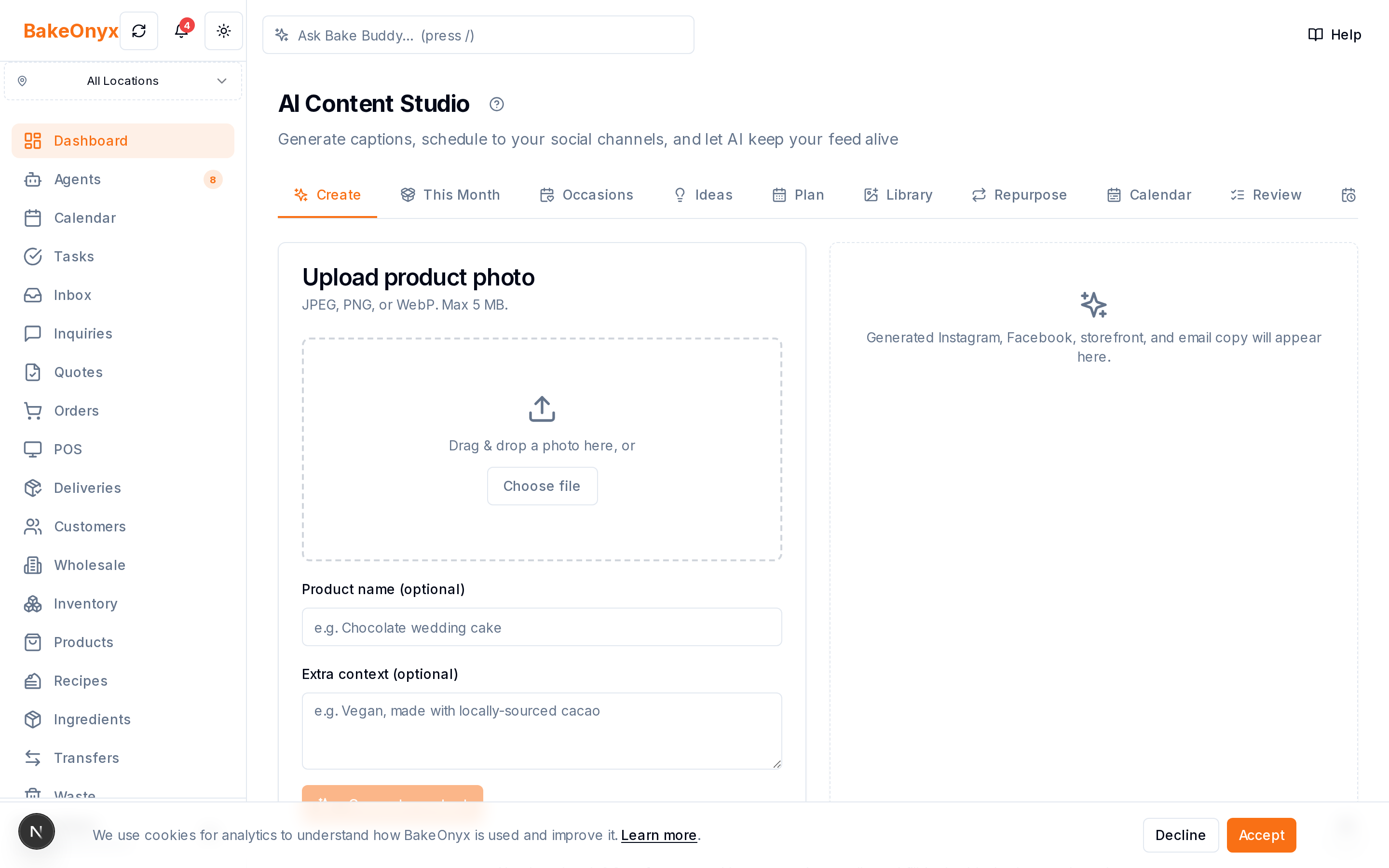 Content Studio in BakeOnyx