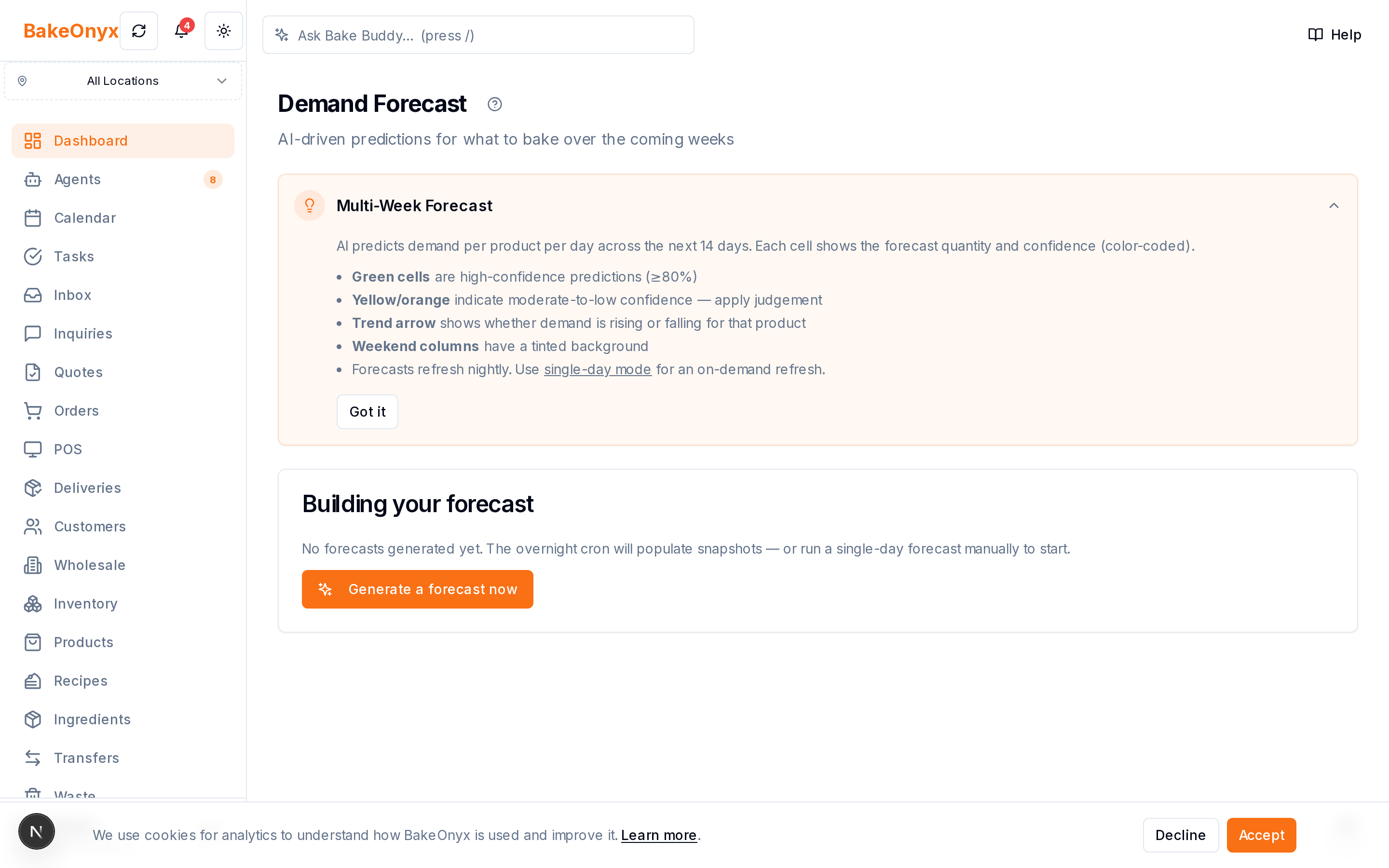 AI Demand Forecasting in BakeOnyx