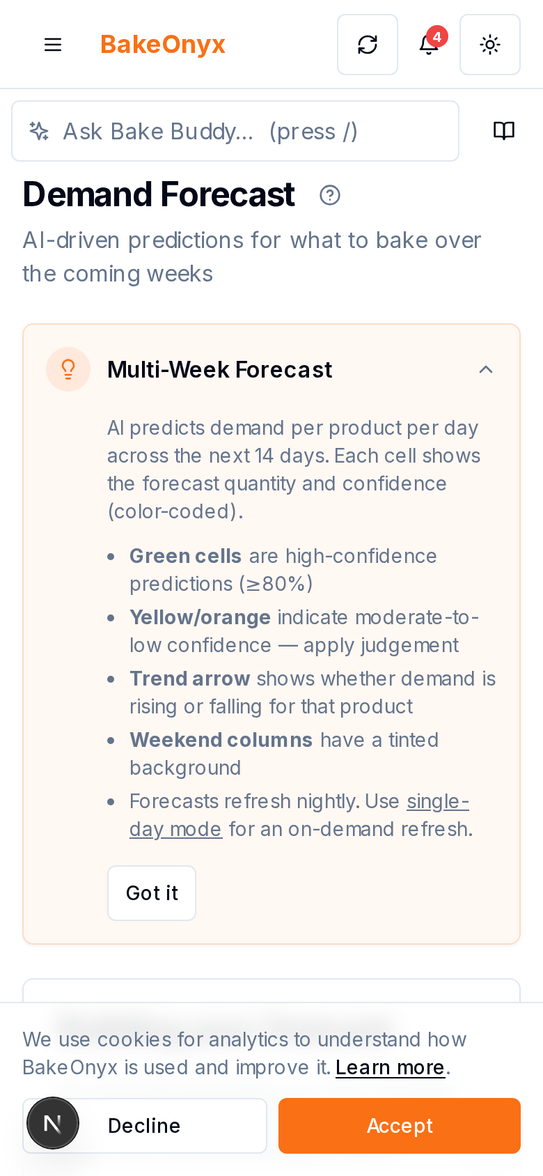 AI Demand Forecasting on mobile and iPad