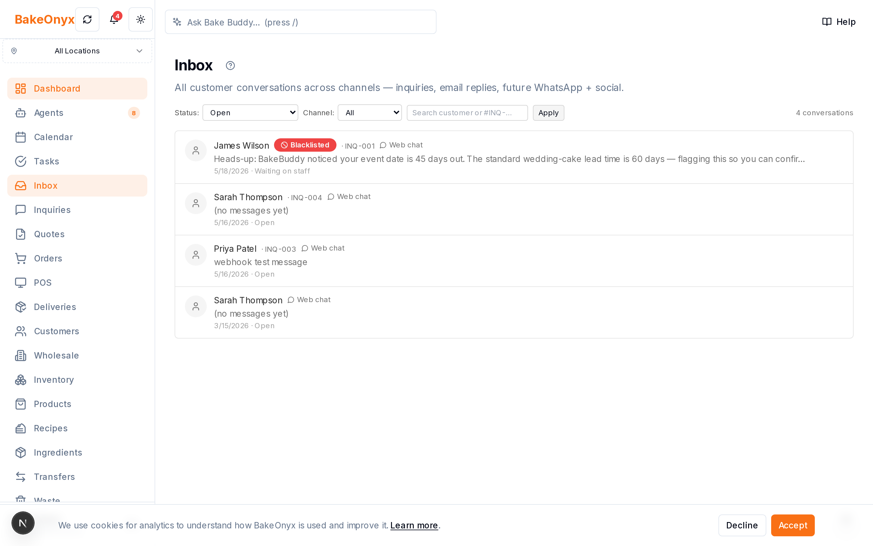 Unified Inbox in BakeOnyx