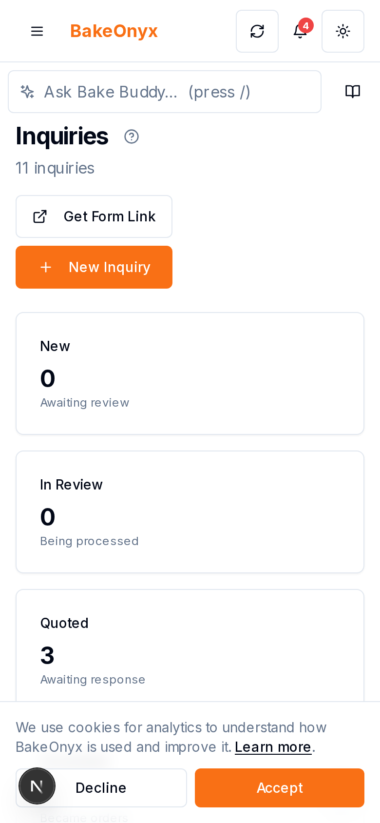 Inquiries & Quotes on mobile and iPad
