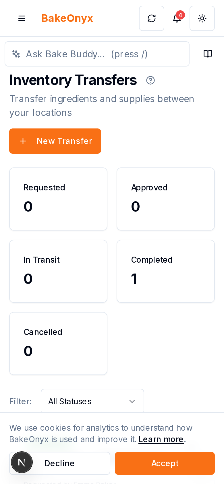 Inventory Transfers on mobile and iPad