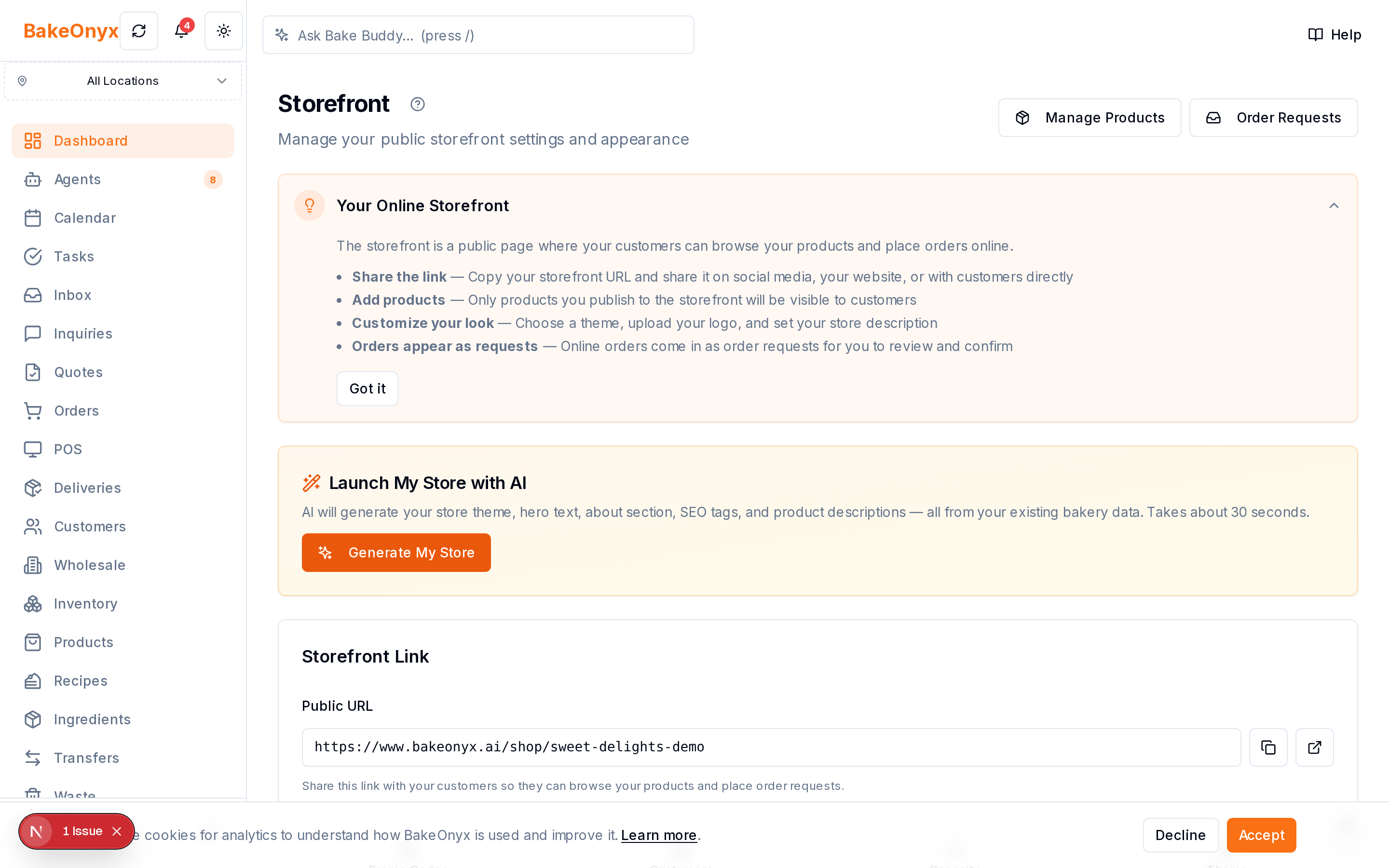 Online Store in BakeOnyx