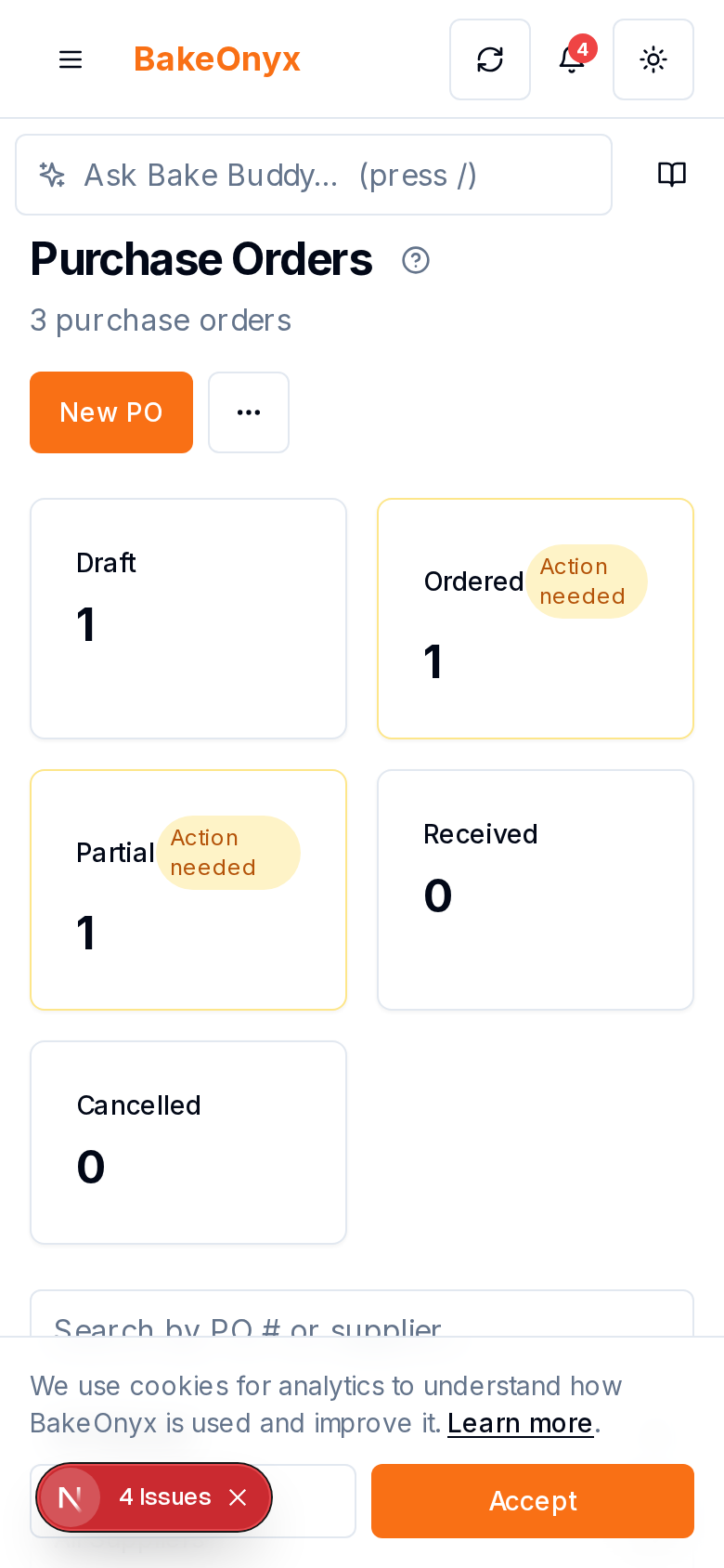 Purchase Orders on mobile and iPad