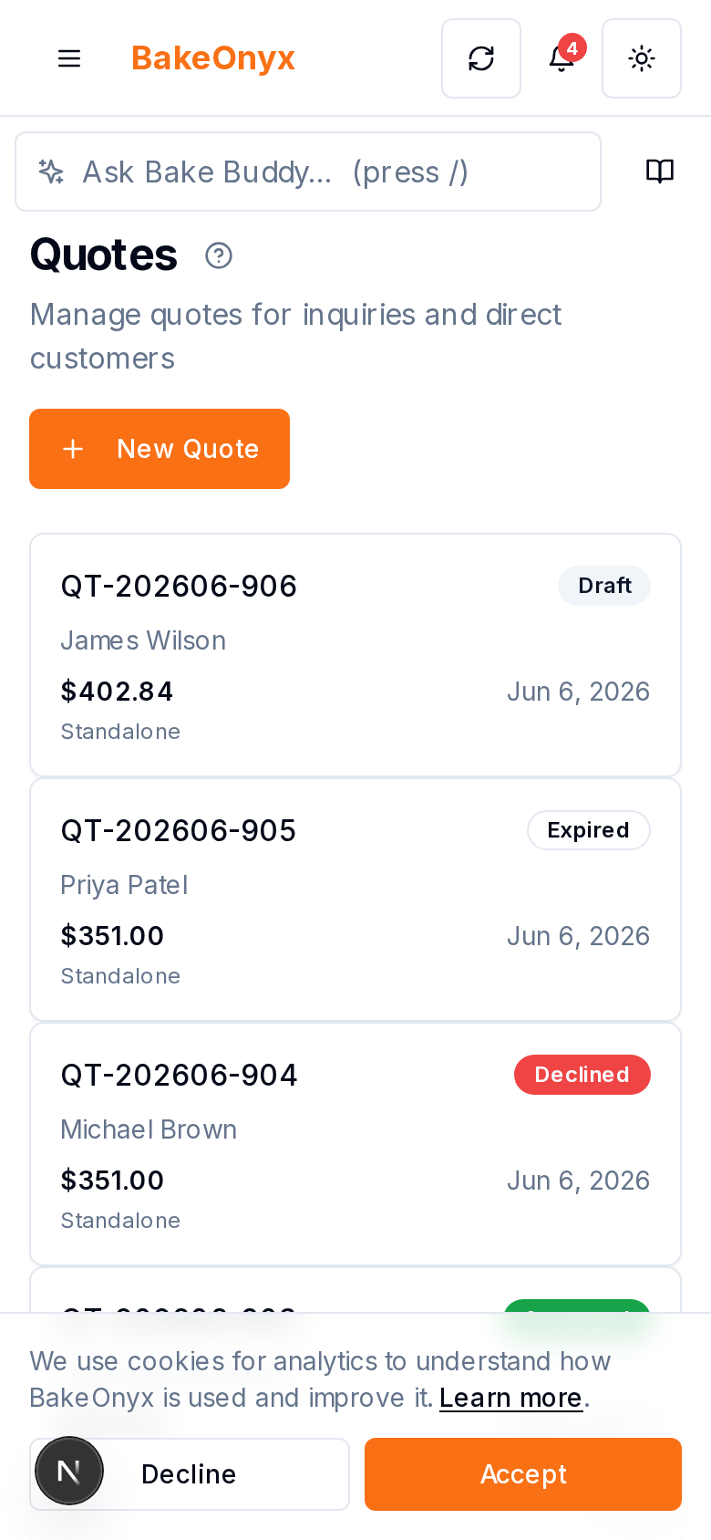 Quotes on mobile and iPad