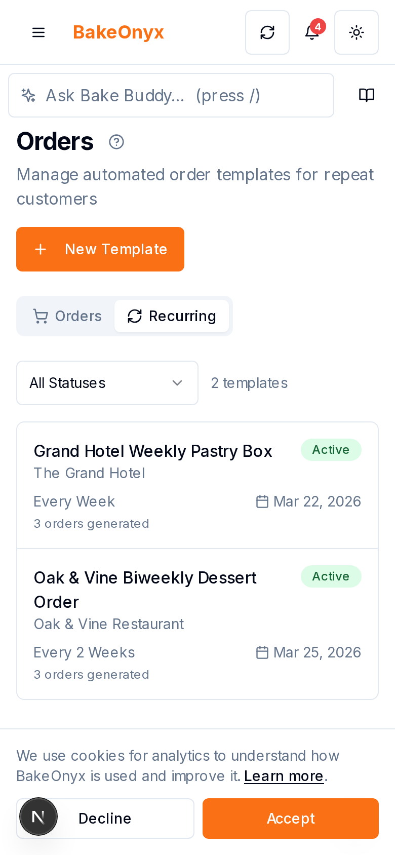 Recurring & Standing Orders on mobile and iPad