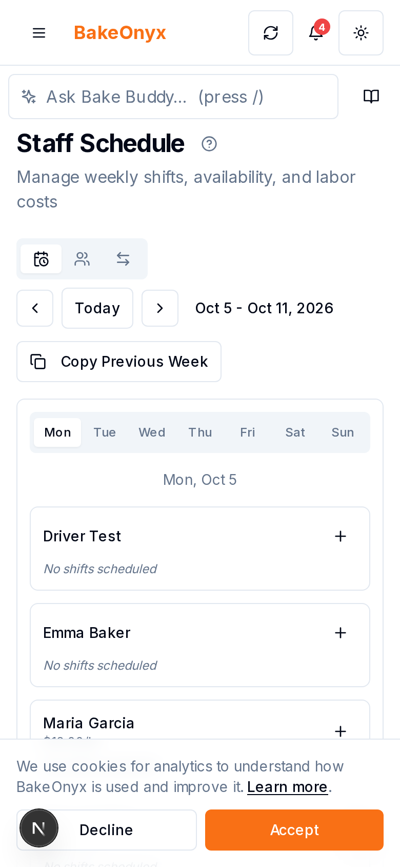 Staff Scheduling on mobile and iPad