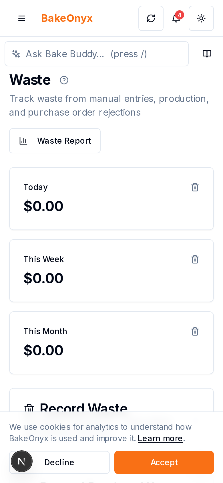 Waste Tracking on mobile and iPad