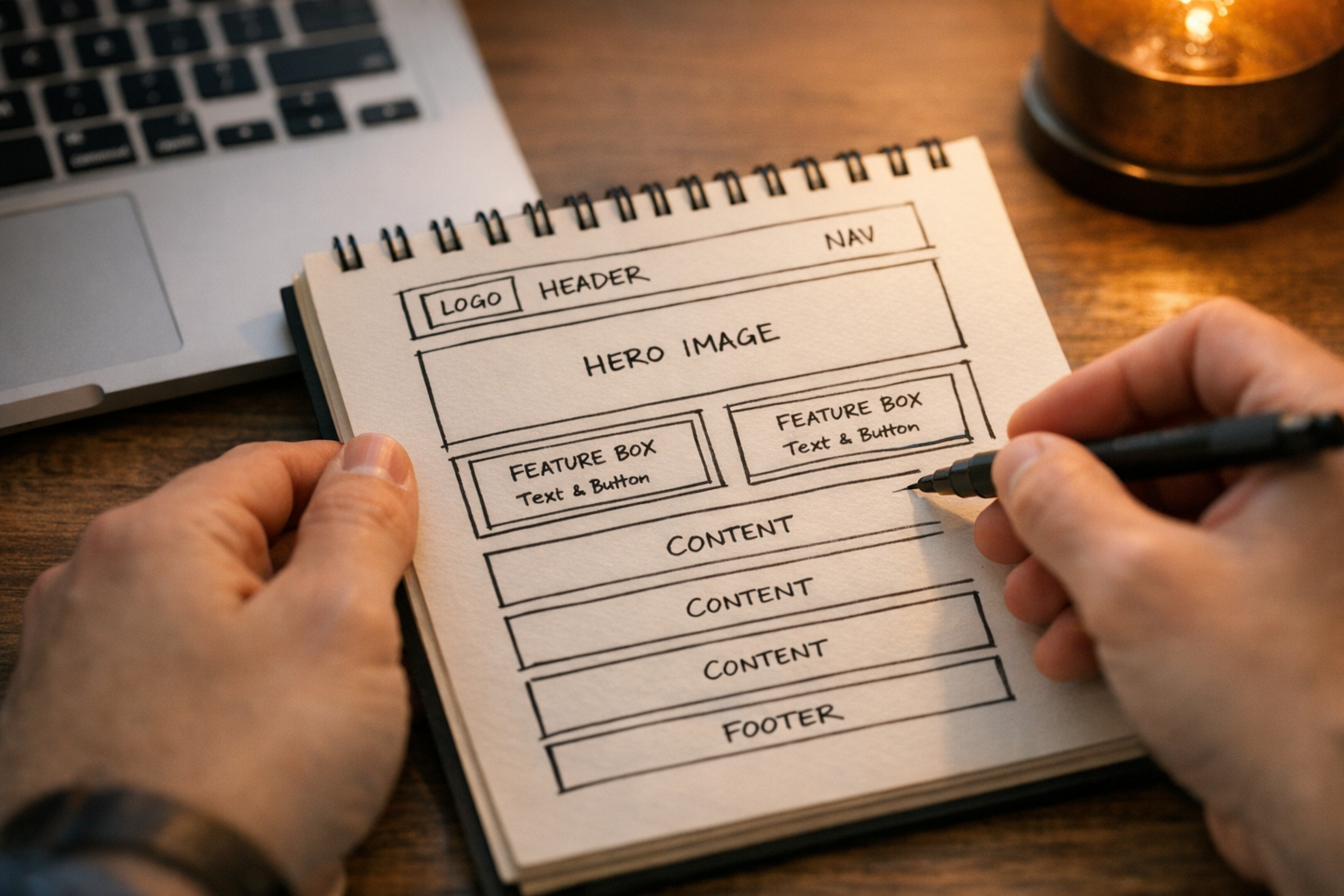 Designer planning a clear immersive website layout