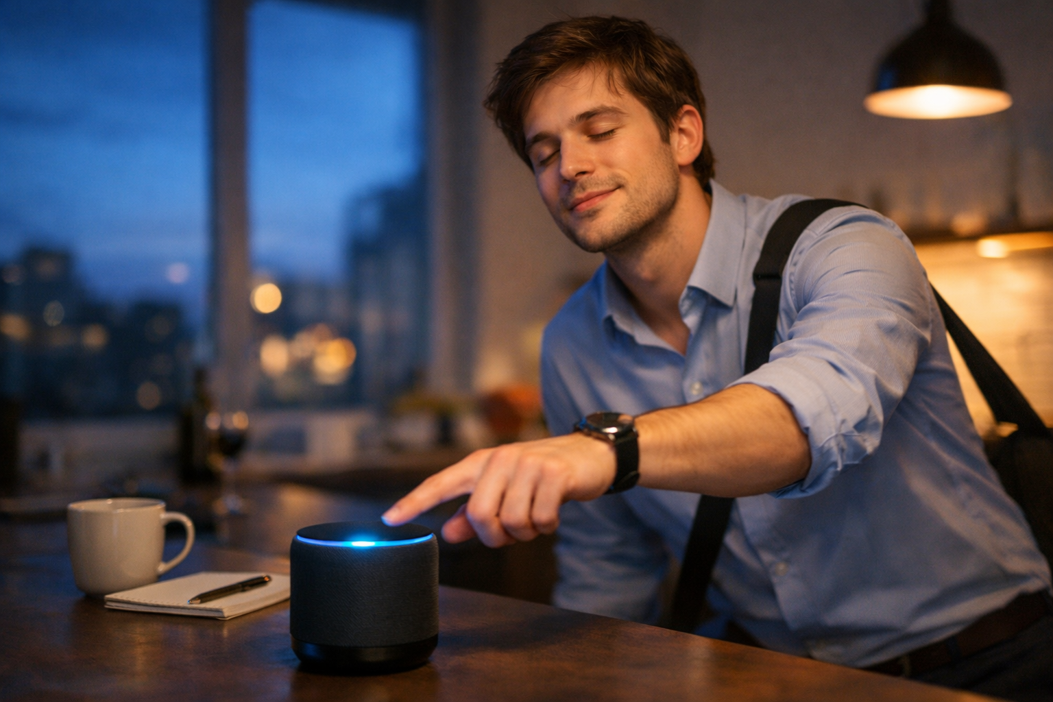 Person controlling a device hands free in the kitchen
