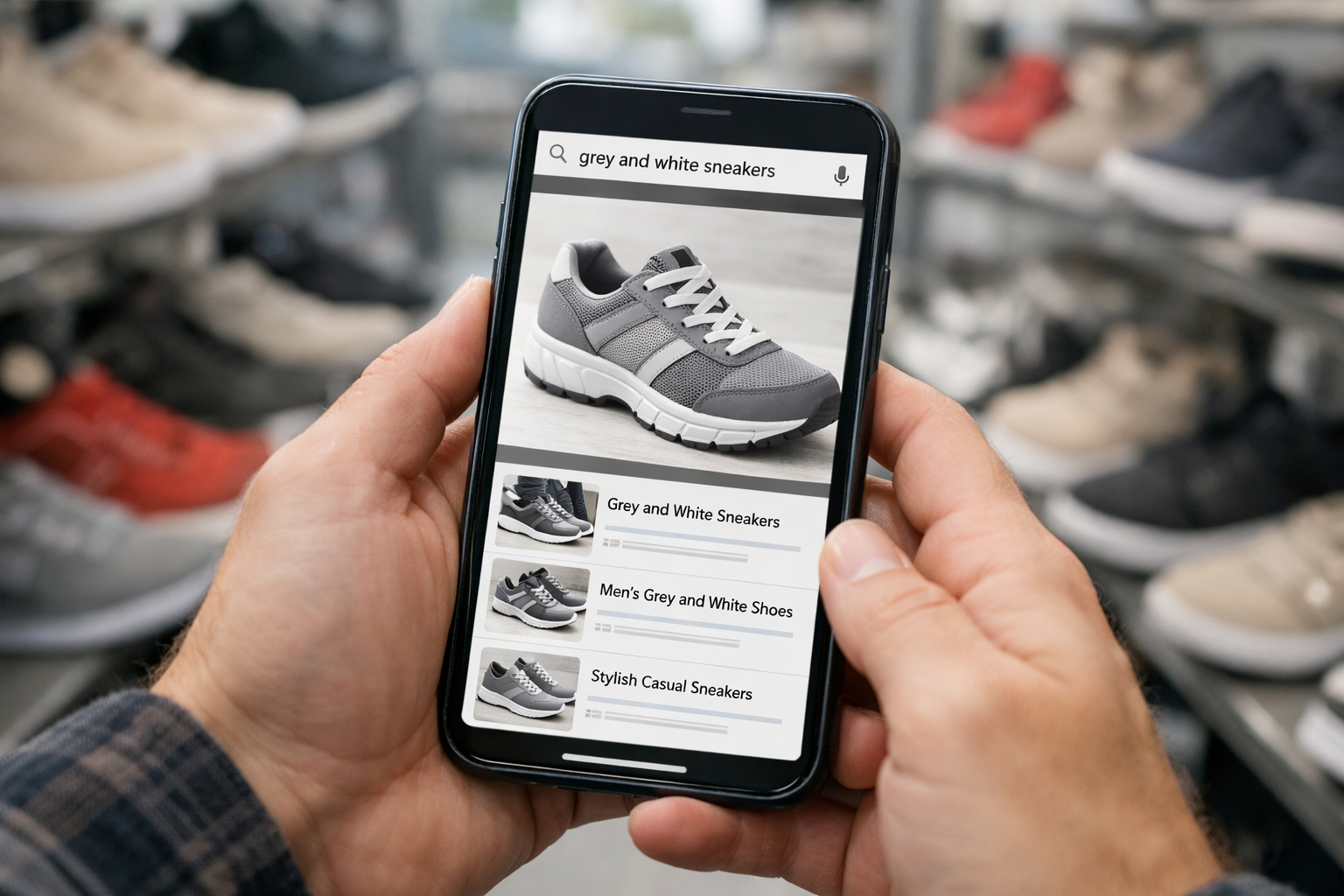 Using image and voice to search for shoes
