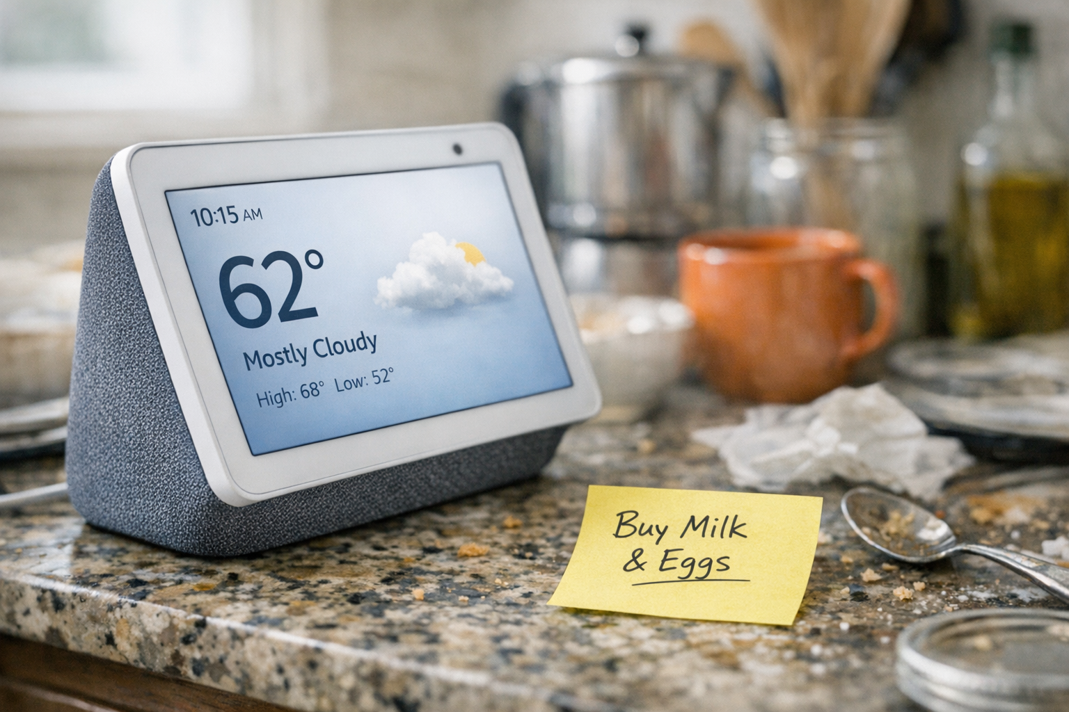 Futuristic gadget design in a real kitchen