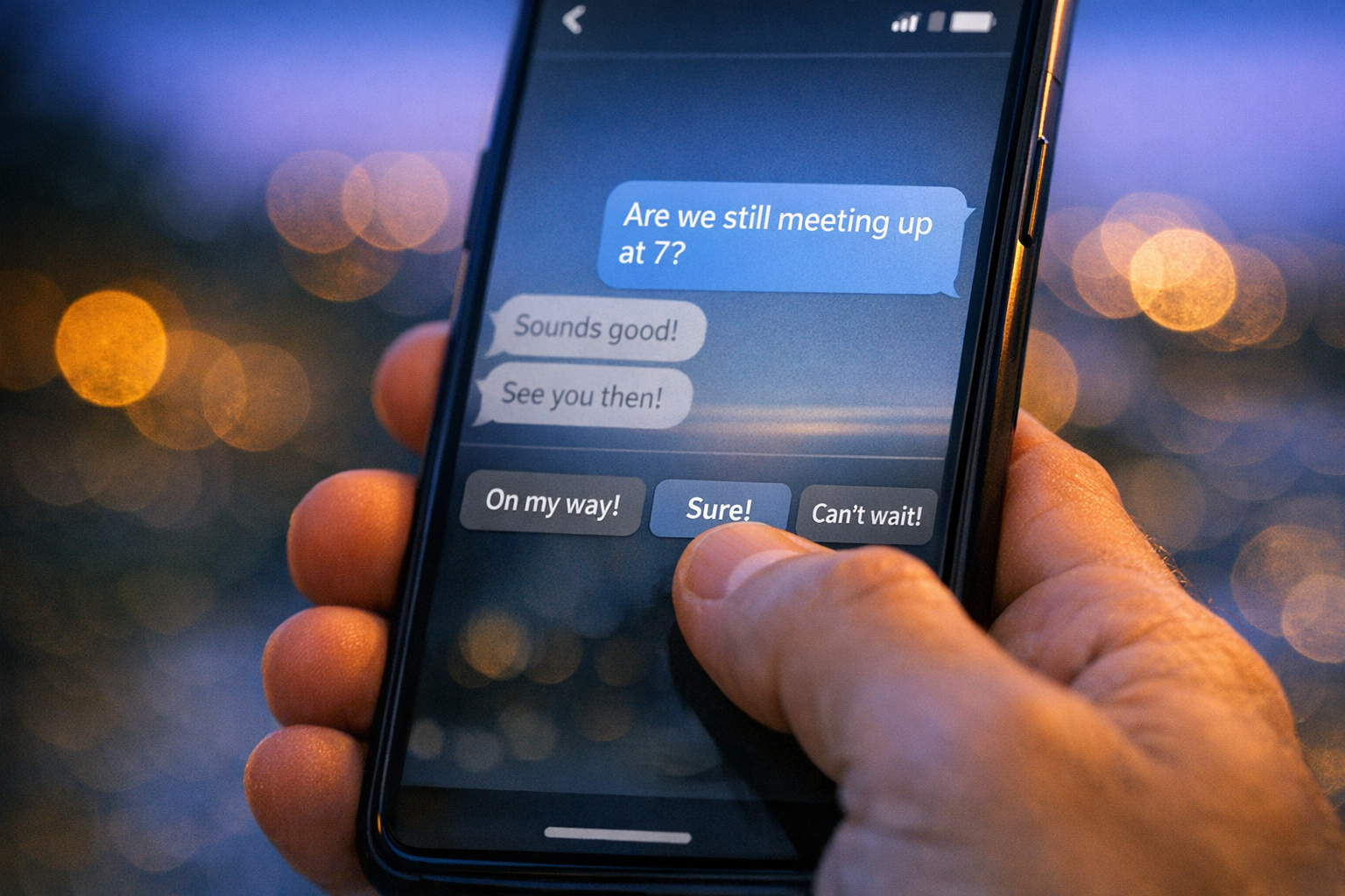 Phone suggesting a faster reply in chat