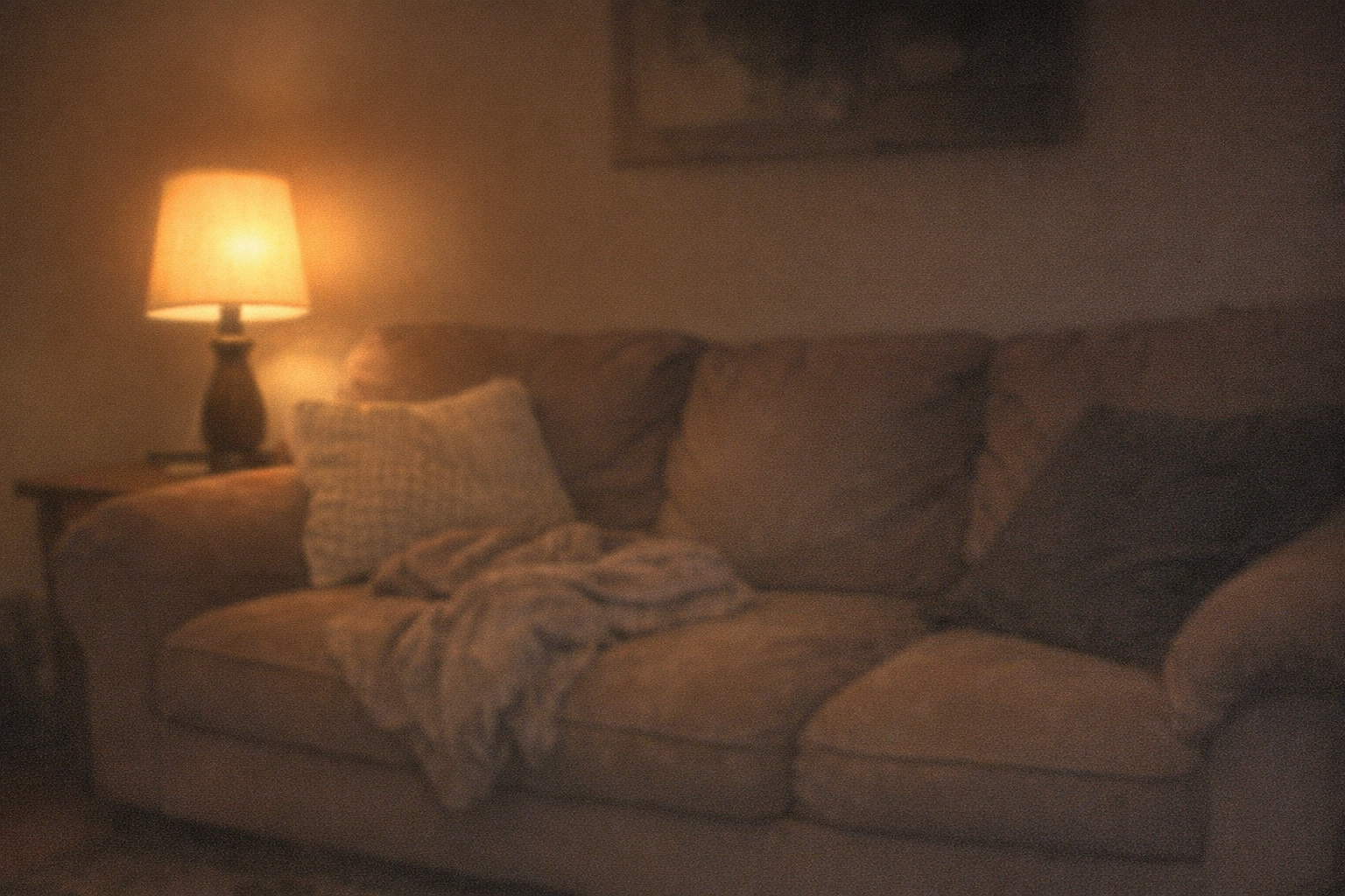 Warm evening lighting in a cozy room