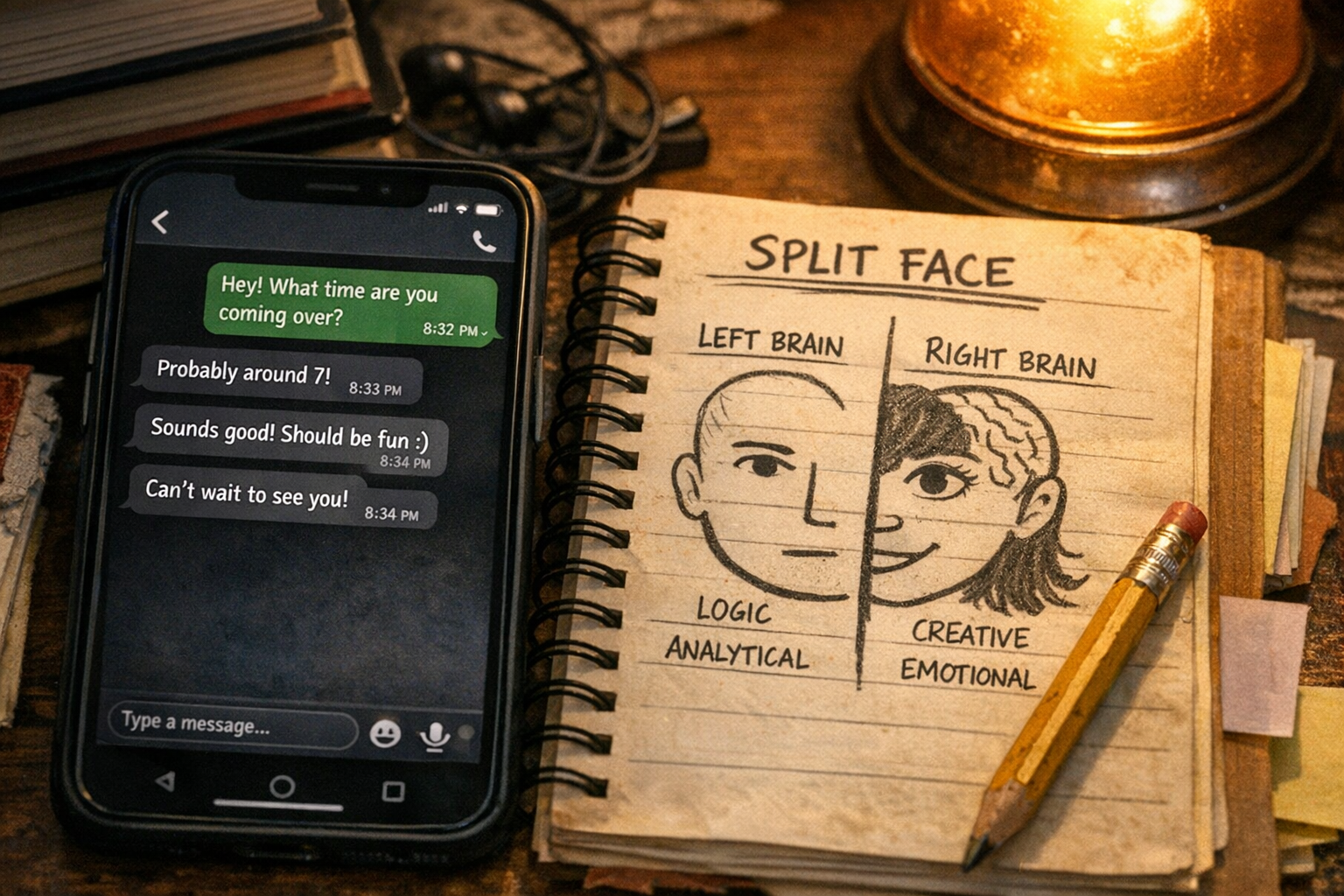 Chatbot interface with notes on a desk