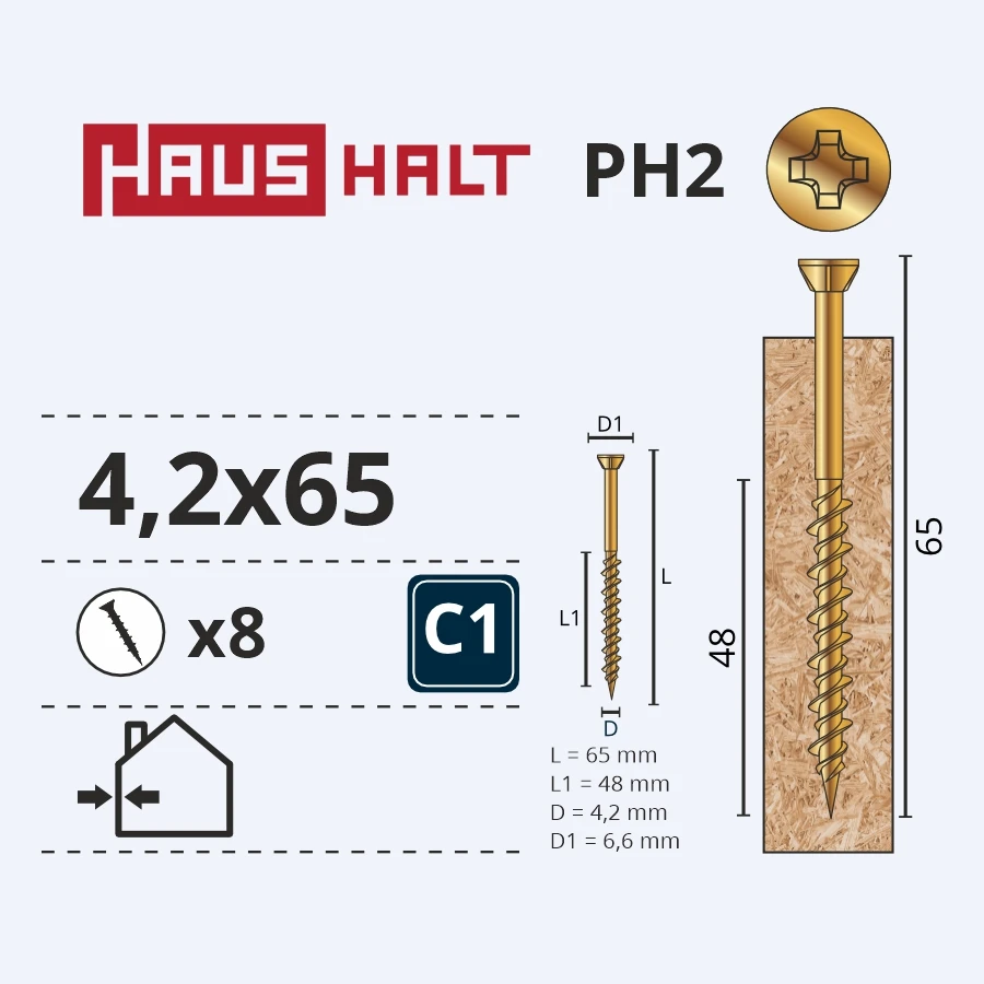 HAUSHALT Koka skrūve, osb plāksnes Haushalt