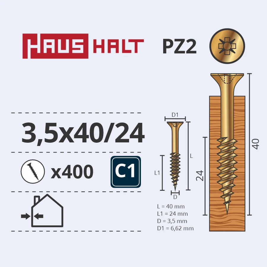 HAUSHALT Koka skrūve, universāls Haushalt PZ2