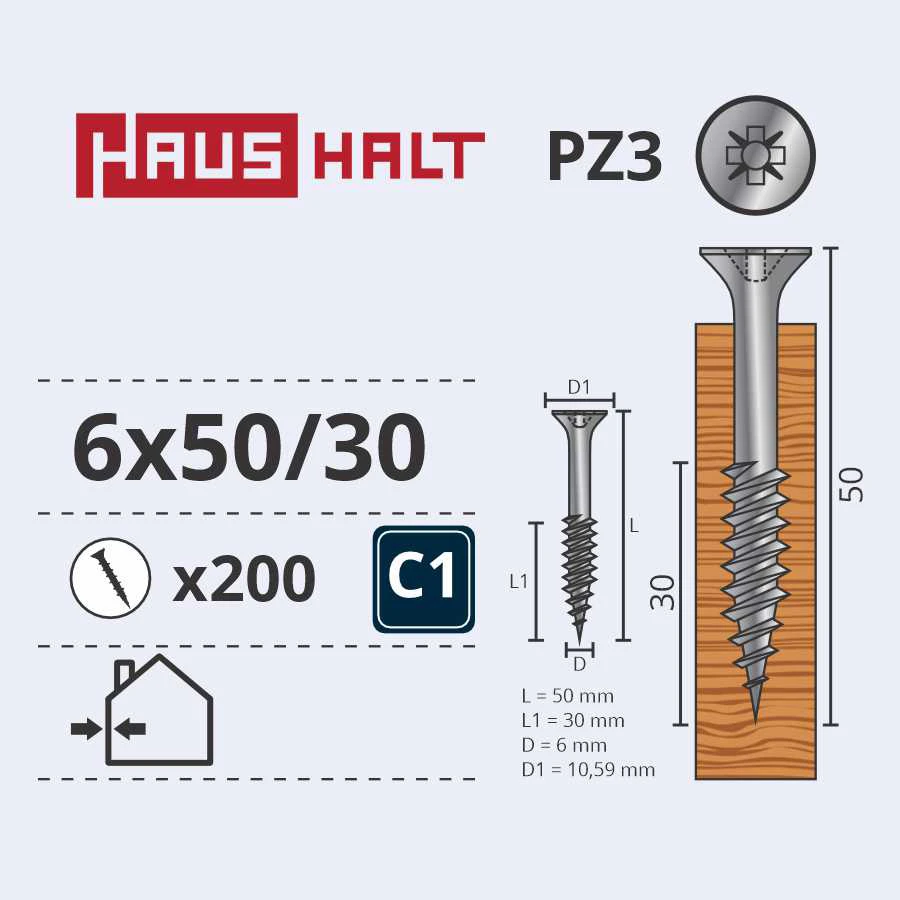 HAUSHALT Koka skrūve, universāls Haushalt PZ3